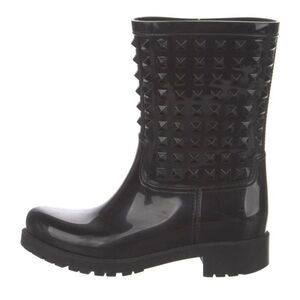 Valentino Garavani Black Studded Rain Boots
